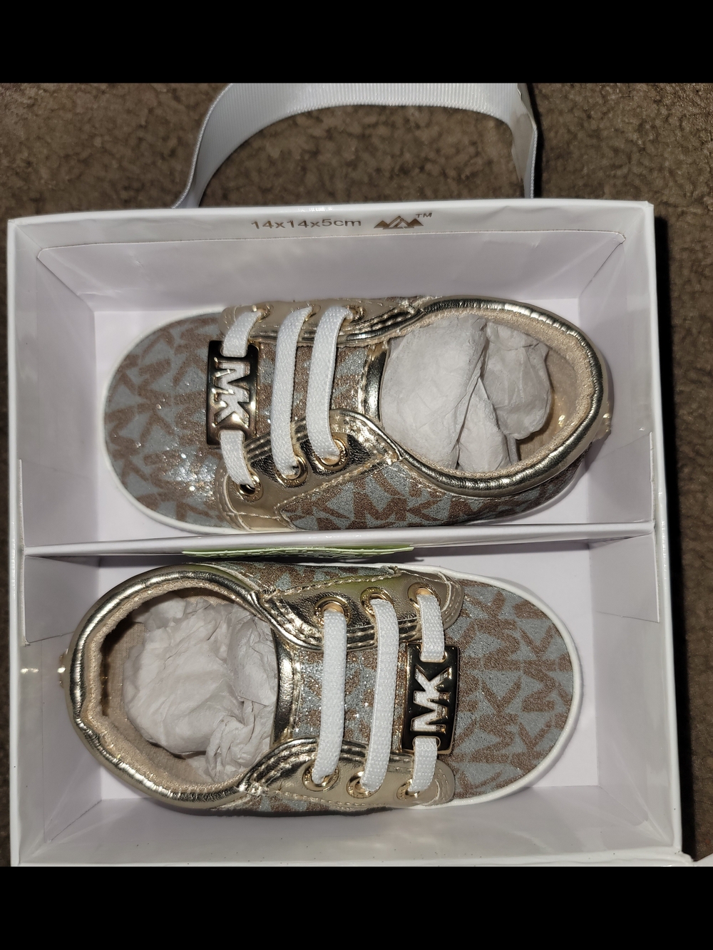 Michael Kors Metallic Gold & Beige Baby Sneakers